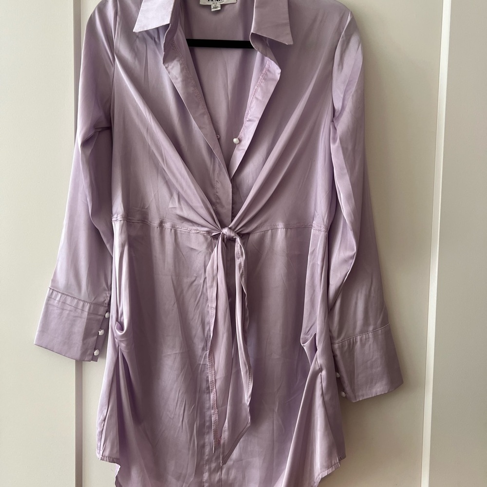 Lavender Satin Women's Blouse Dress